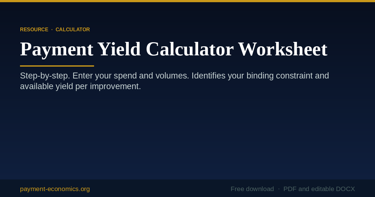 Payment Yield Baseline Worksheet cover